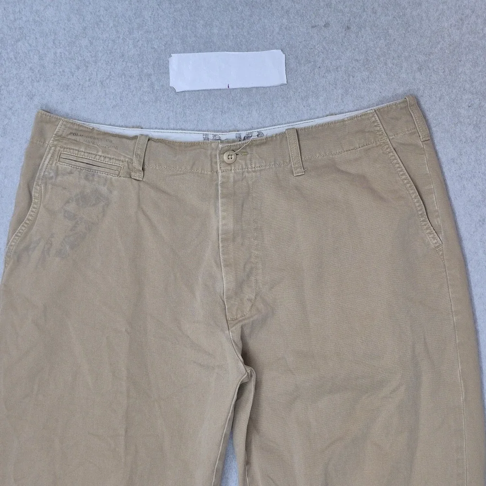 Polo Jean Ralph Lauren Men Pants 38X32 Khaki Chino Twill Button 31